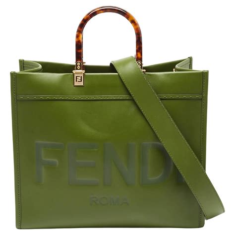 Leather tote Fendi Green in Leather 